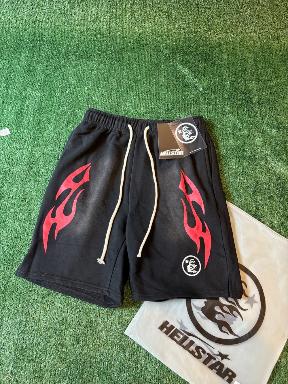 Black Hellstar Flame Graphic Men's Shorts